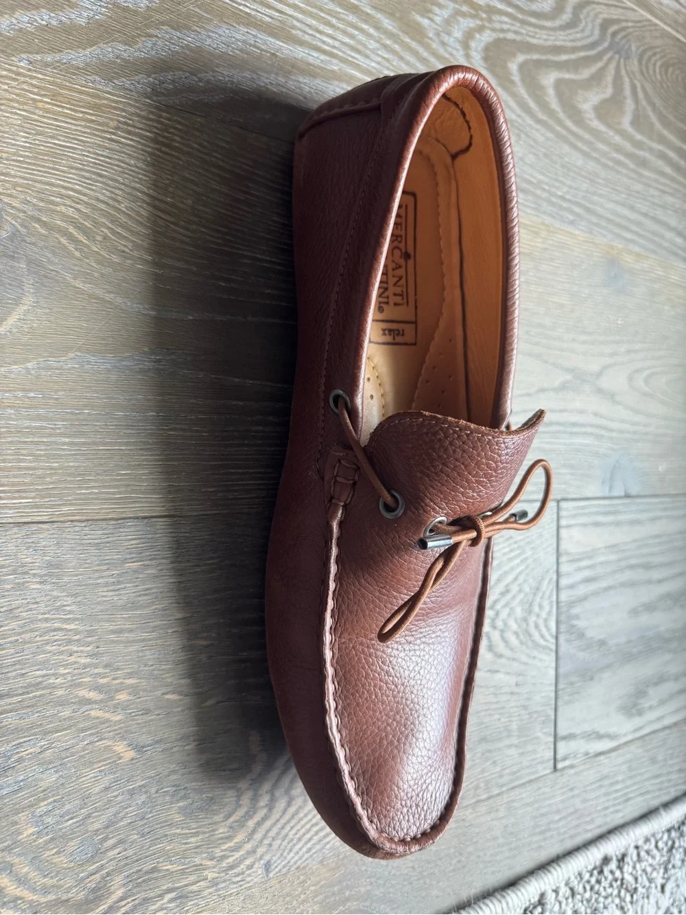 Mercanti Fiorentini Brown Leather Driving Moccasins with Lace Tie (Size 9M)